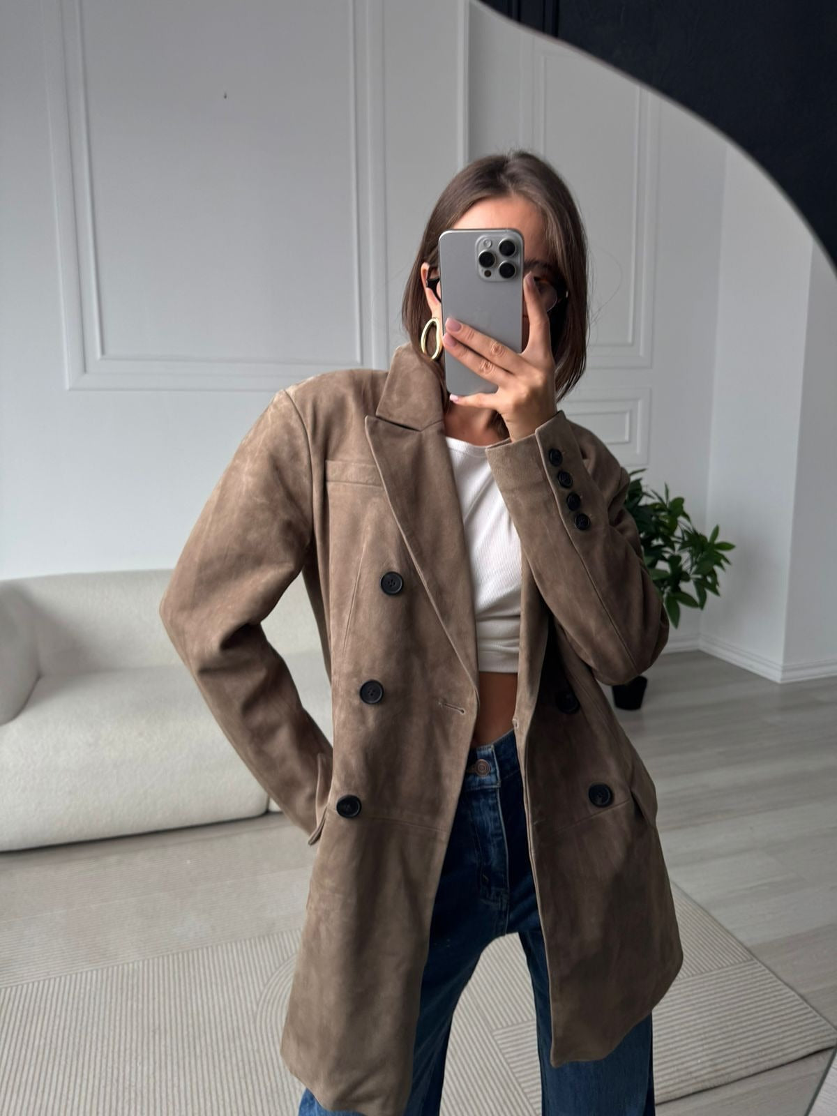 Nyxie Damen Blazer doppelreihig mit Reverskragen