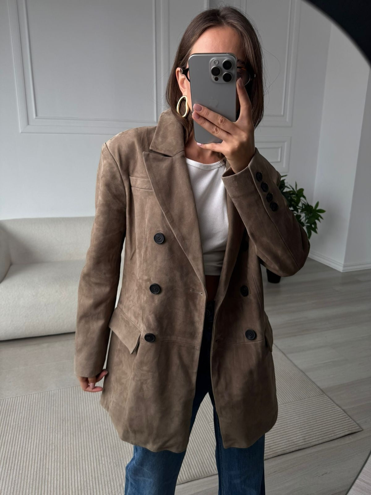 Nyxie Damen Blazer doppelreihig mit Reverskragen