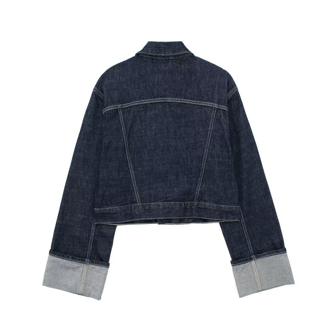Mina | Damen Übergangsjacke Mit Krempelärmeln & Knopfleiste