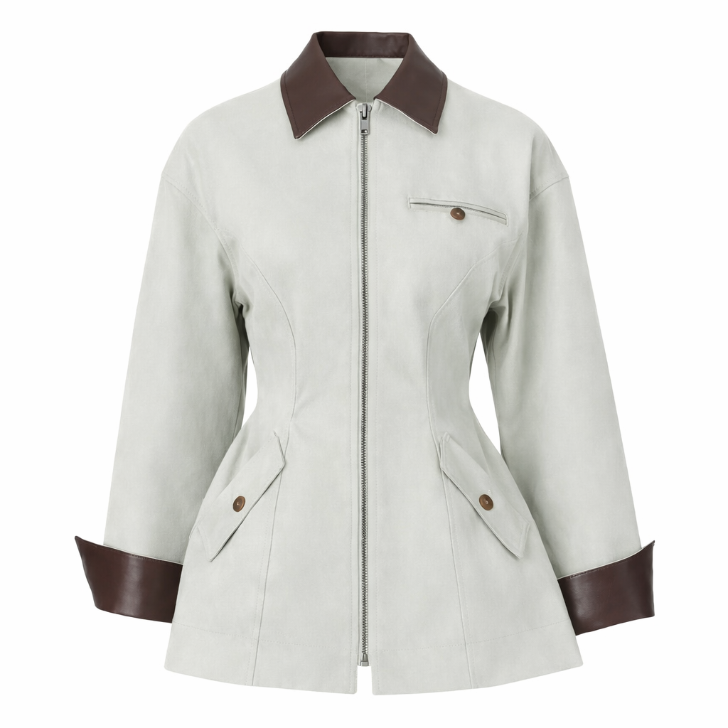 Orelia Damen Jacke mit Reißverschluss und Taillengürtel