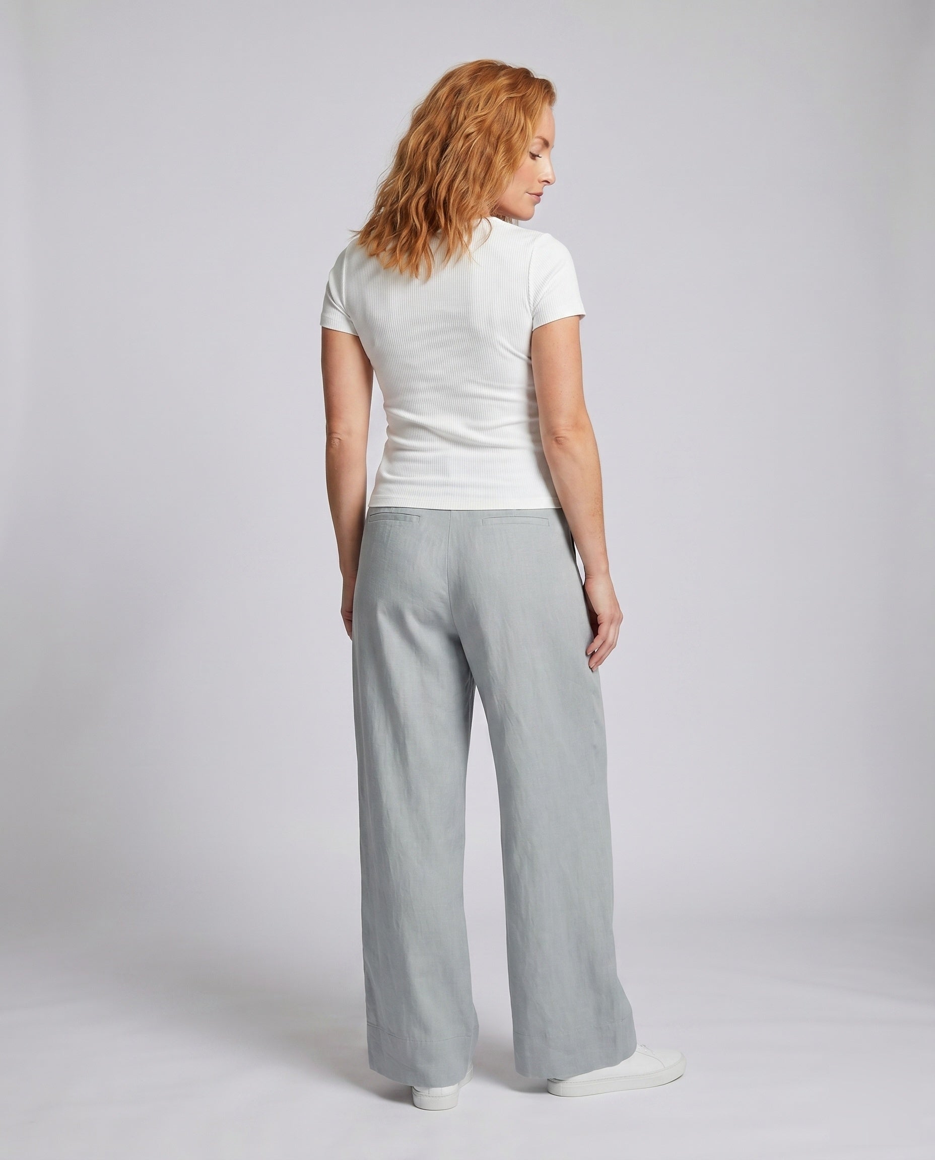 Rhea Damen Weite Hose mit Hohem Bund
