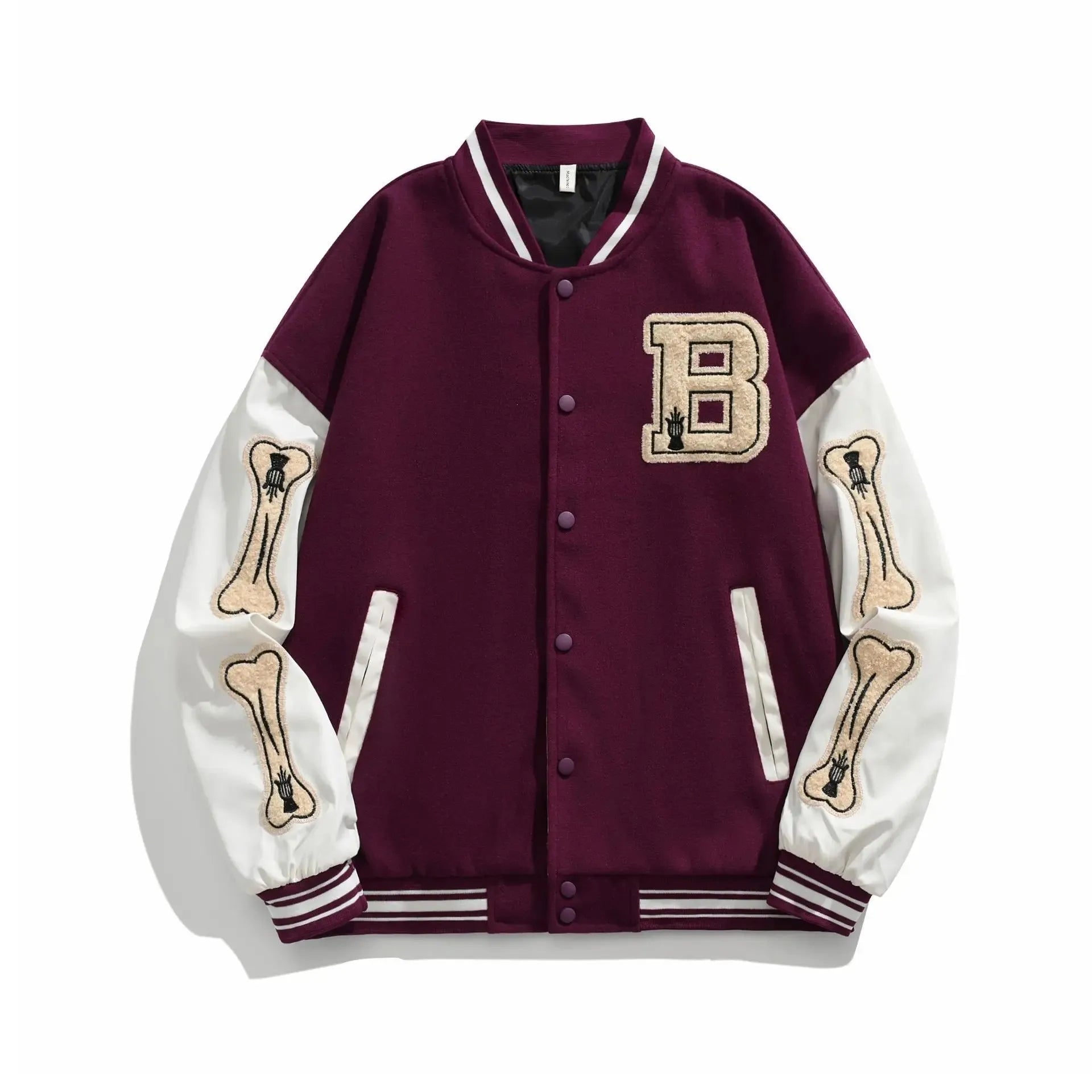 Beatrice | Harajuku Varsity College Jacket with Faux Leather Sleeves
