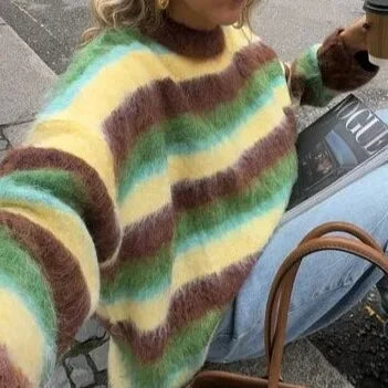 Mikah | Damen Gestreifter Strickpullover