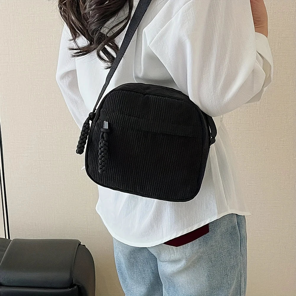 Women's Vintage-Style Corduroy Crossbody Bag