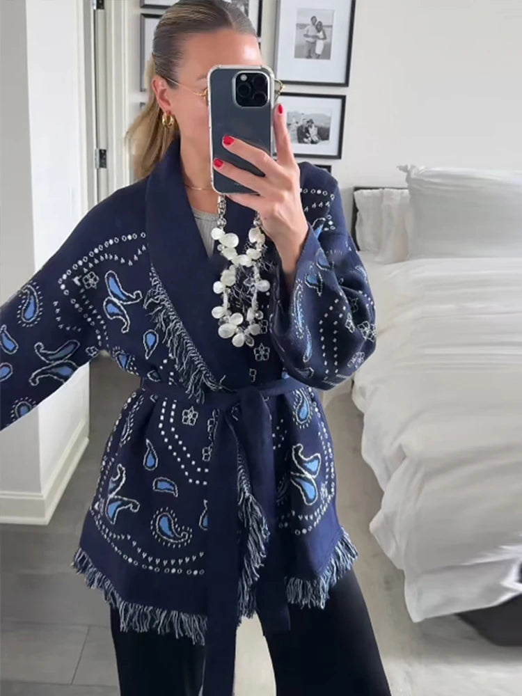 Sarah | Damen Strickpullover Mit Paisley Muster
