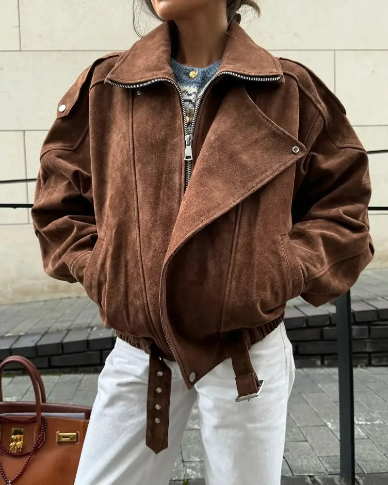 Carla | Braune Oversize-Jacke aus Wildleder für Damen