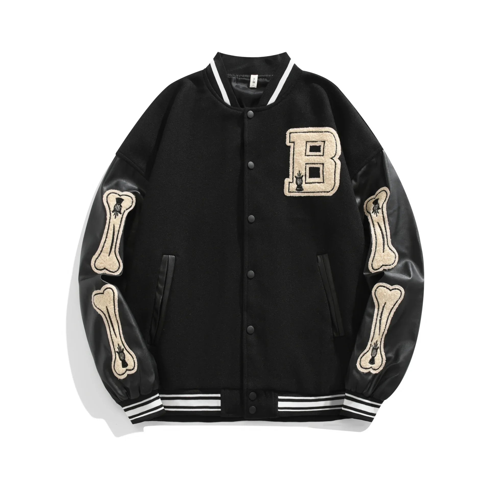 Beatrice | Harajuku Varsity College Jacket with Faux Leather Sleeves