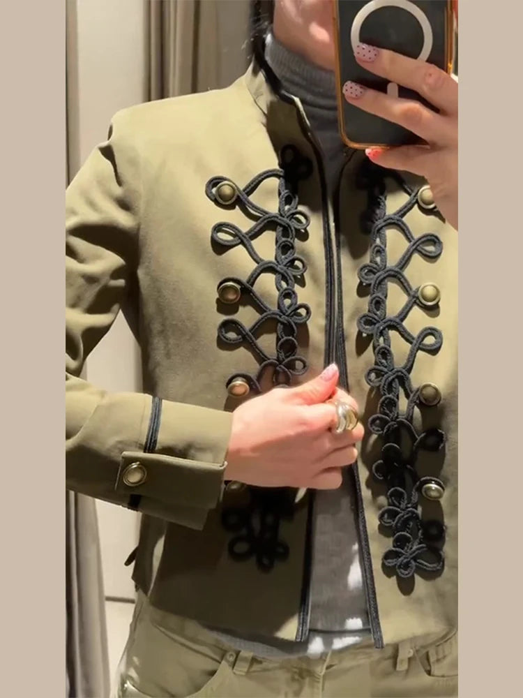 Sabine Women's Jacket in Hussar Style with Soutache Trim and Stand-up Collar