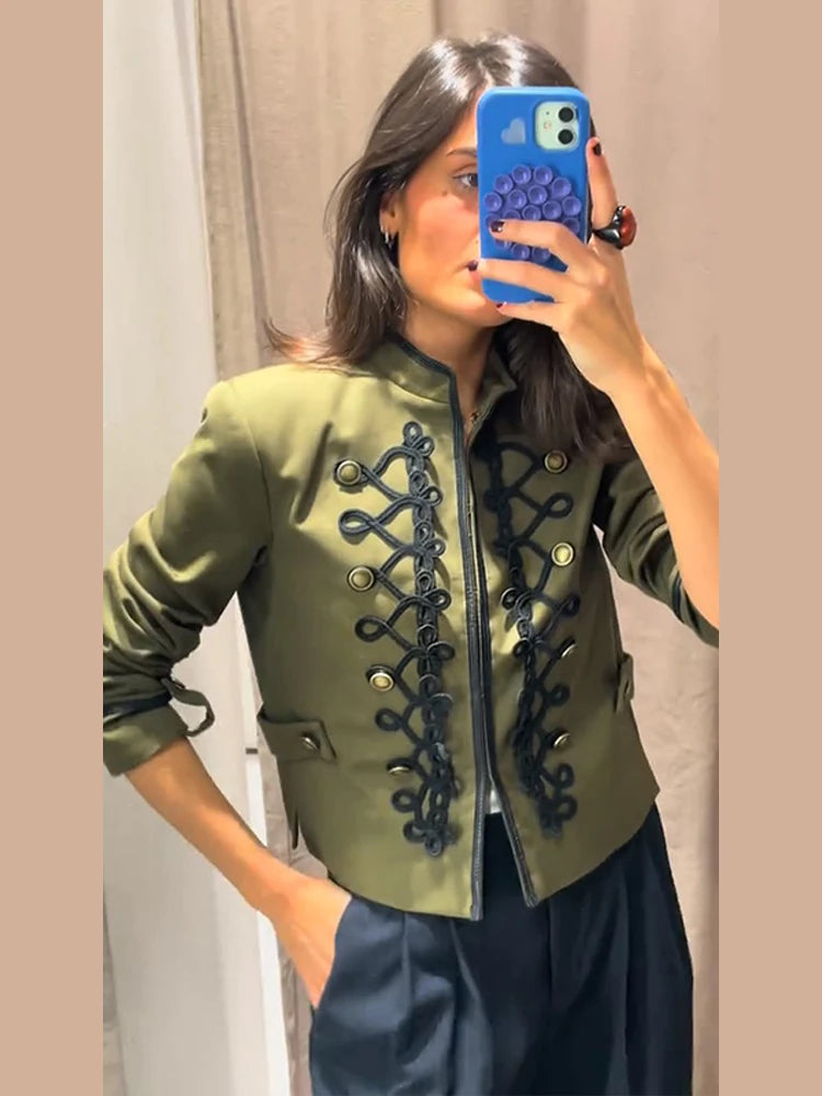 Sabine Damenjacke im Husarenstil mit Soutache-Borte und Stehkragen