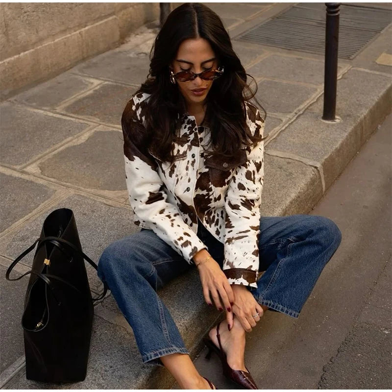 Aylin | Kurzjacke Mit Kuhmuster