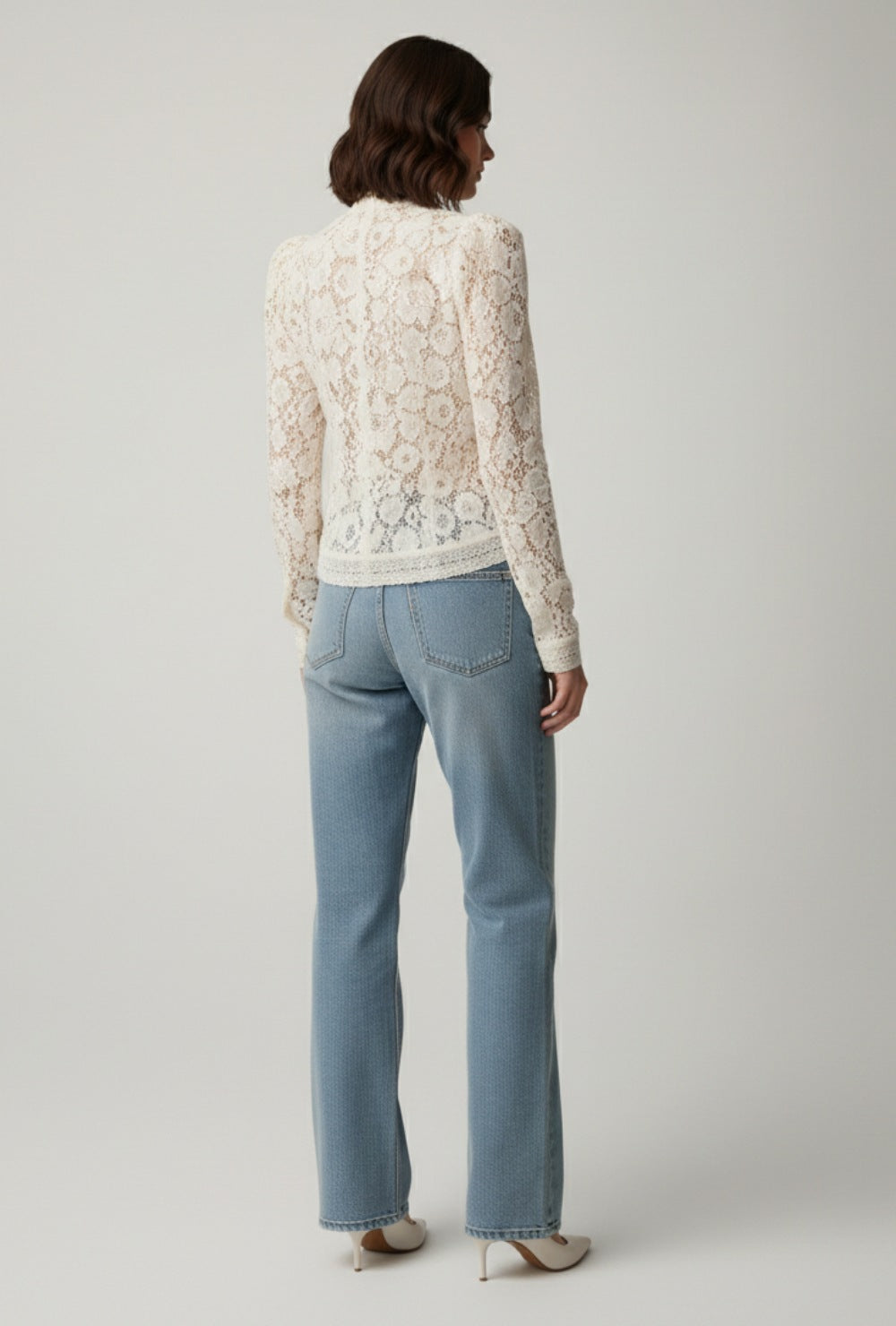 Seraphin Damen Spitzenbluse mit Stehkragen