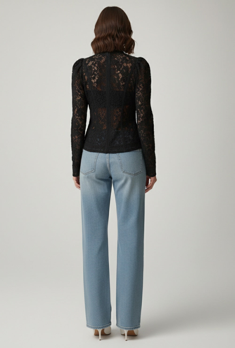 Seraphin Damen Spitzenbluse mit Stehkragen