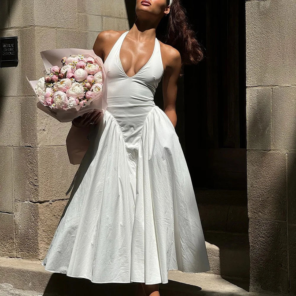 Damen Midikleid mit Halterneck