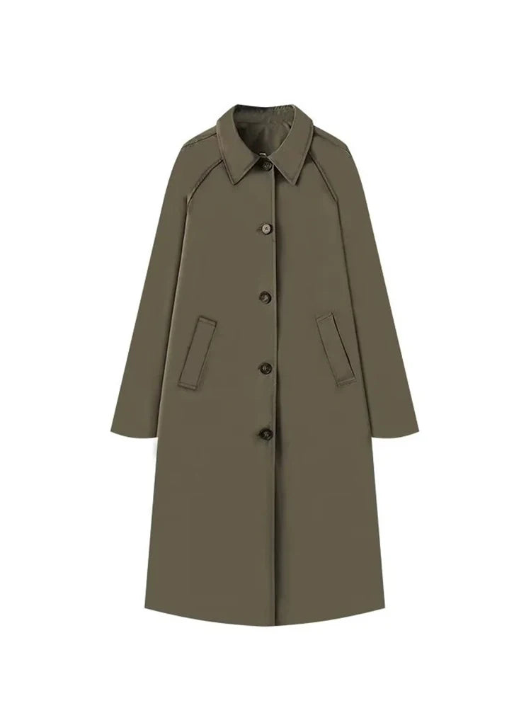 Noelle | Classic trench coat with hood and button placket