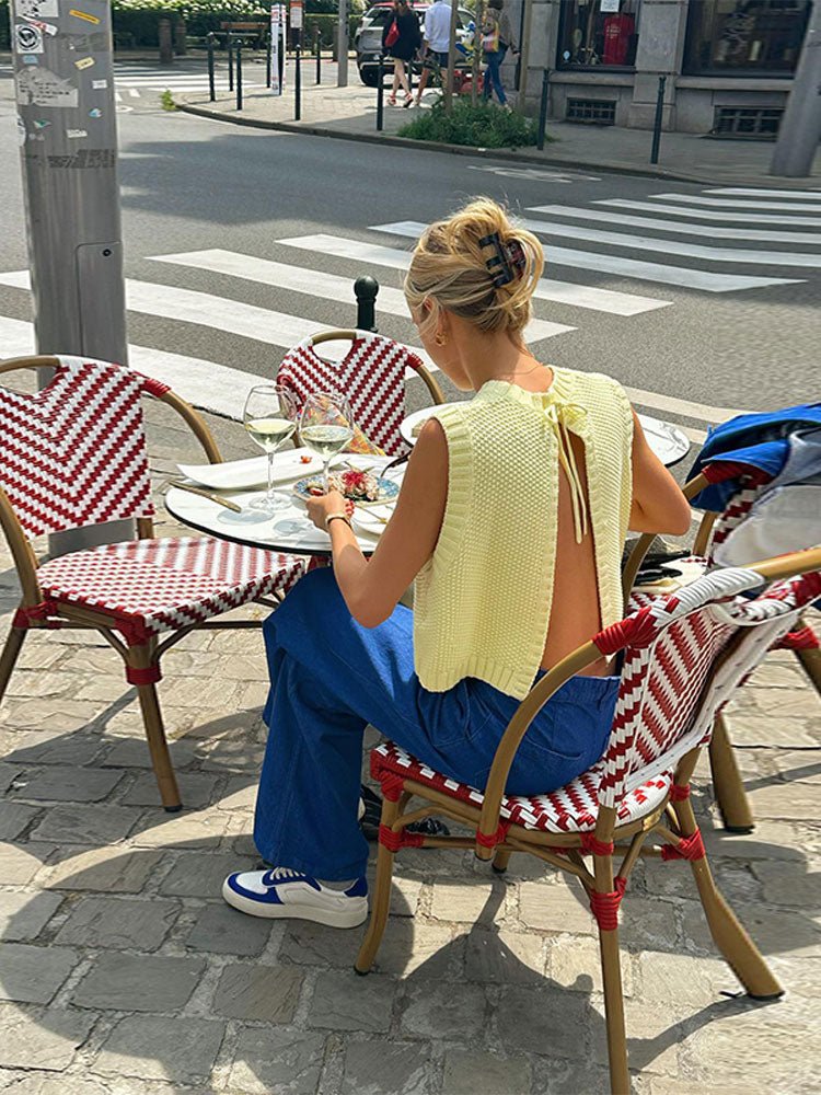 Soléa Ärmelloses Stricktop mit offenem Rücken