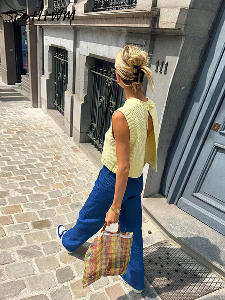 Soléa Ärmelloses Stricktop mit offenem Rücken