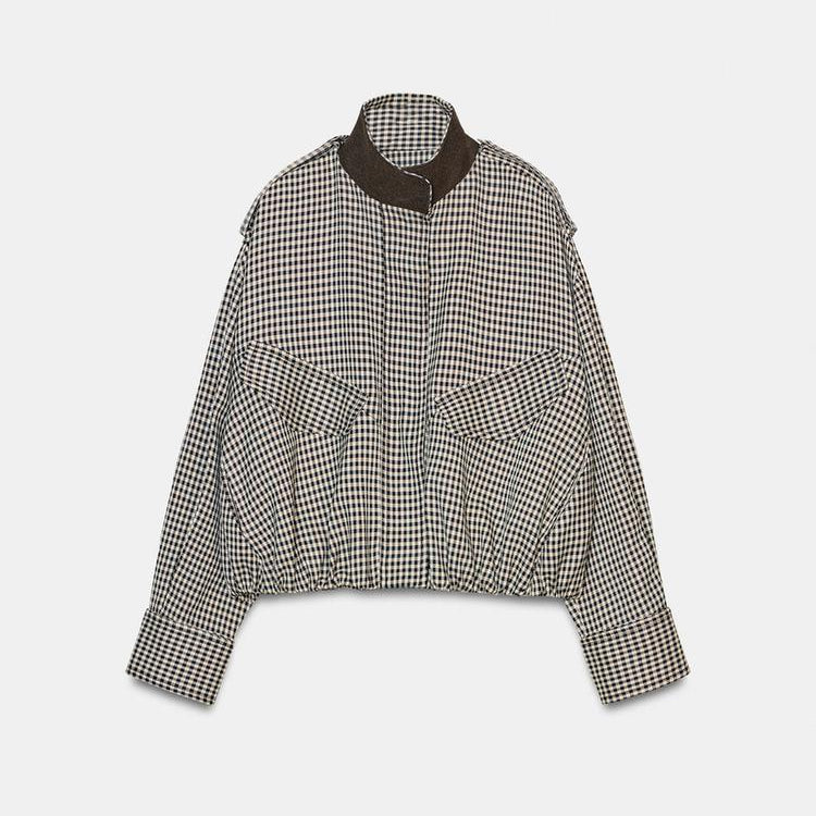 Taloria Women's Jacket with Stand-Up Collar and Button Placket