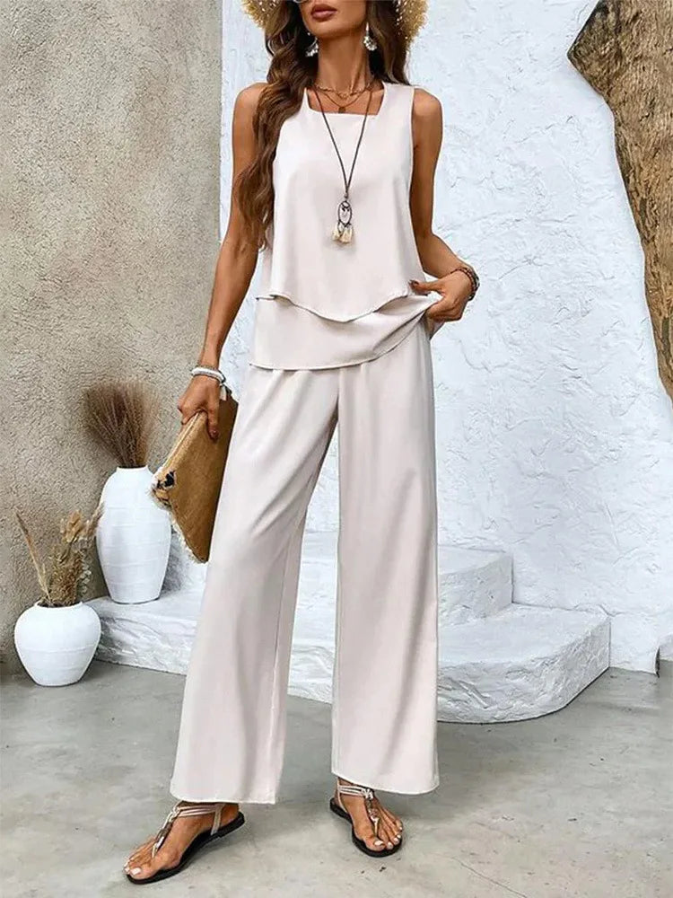 Tarena | Damen Zweiteiliges Set mit Top und Weiter Hose