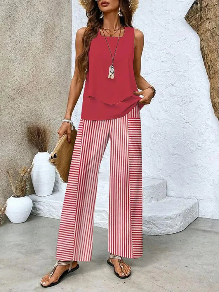 Tarena | Damen Zweiteiliges Set mit Top und Weiter Hose