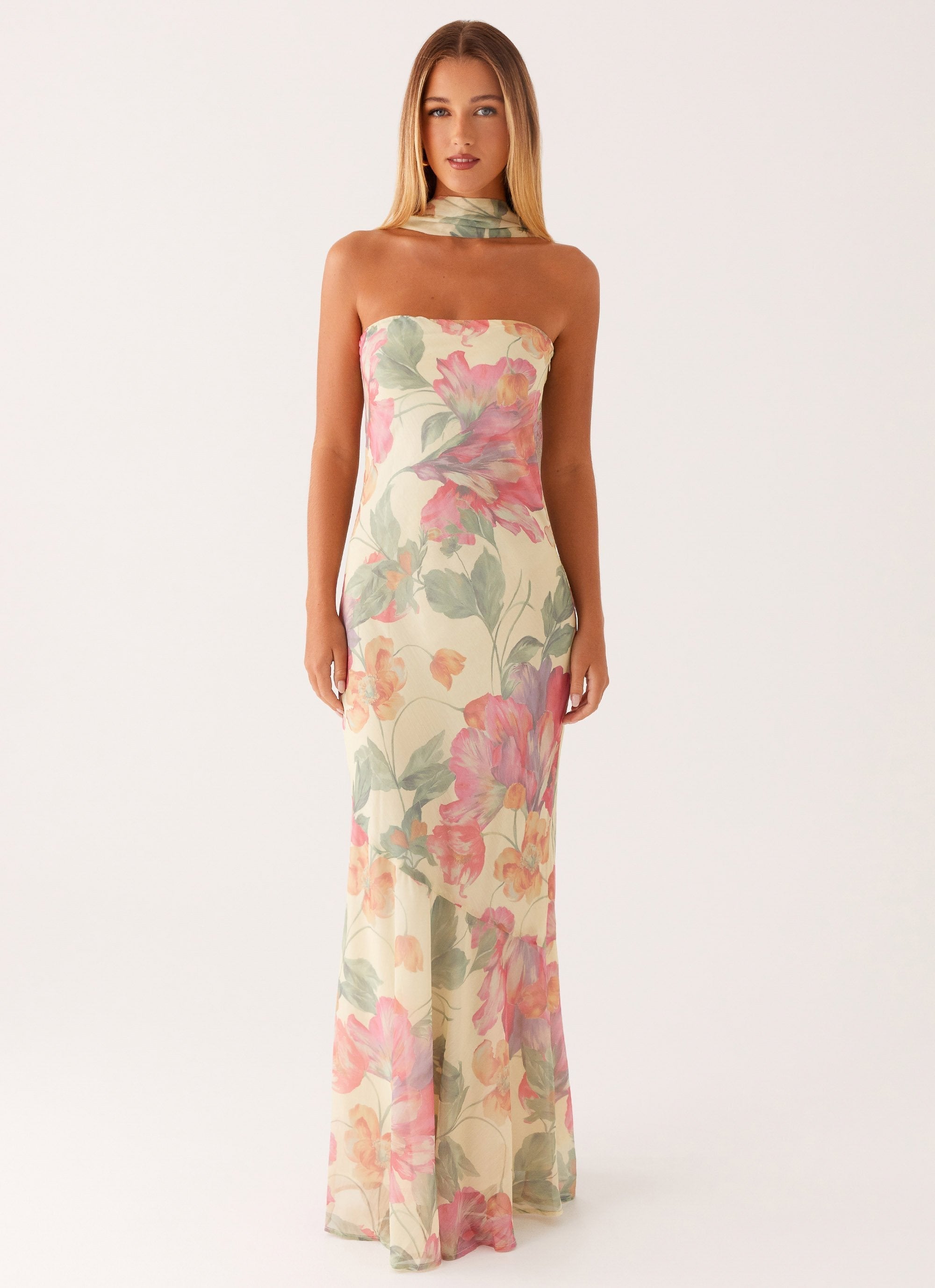 Milena | Langes Blumen-Kleid mit Rückenausschnitt