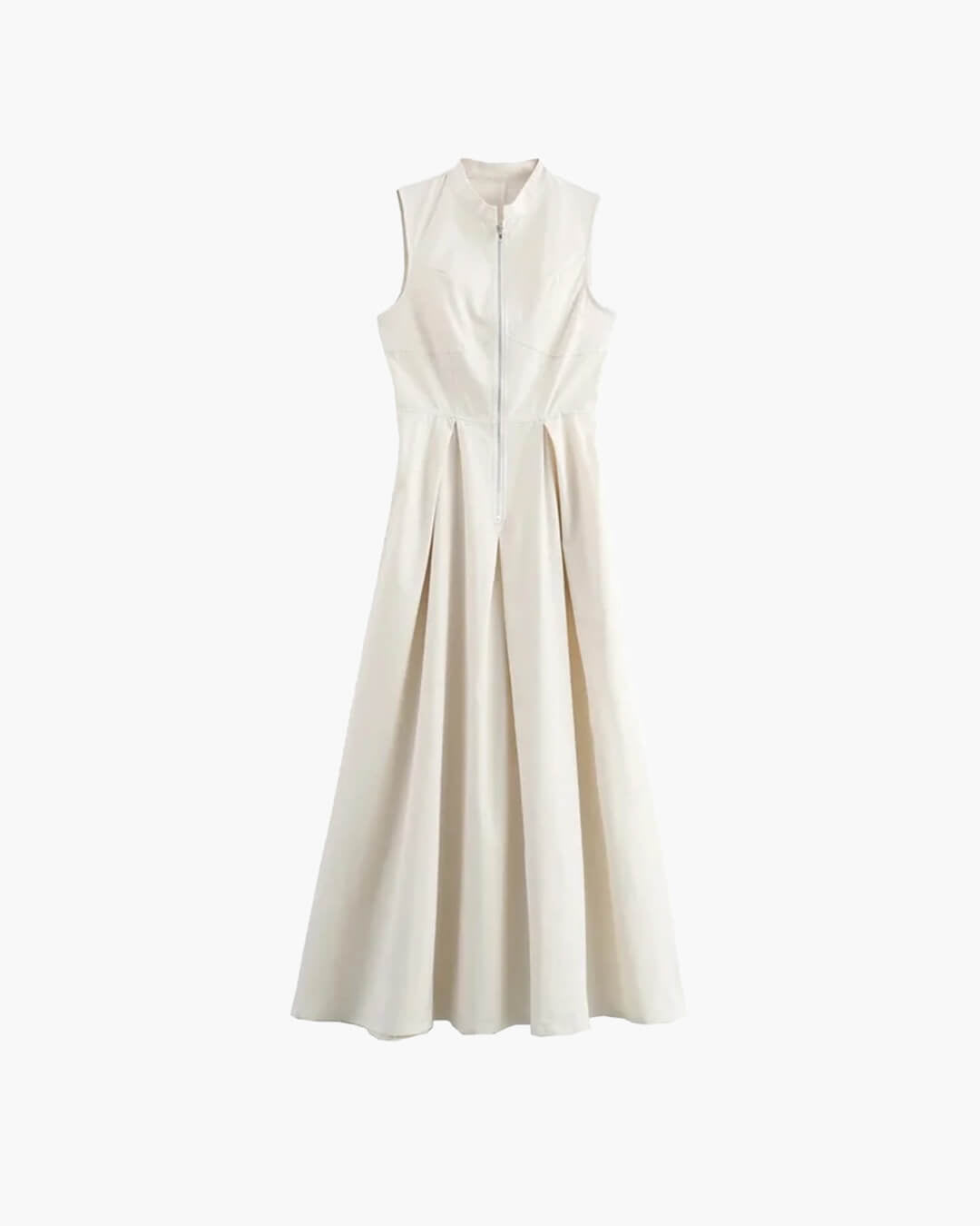Women's Sleeveless Maxi Dress with Front Zipper