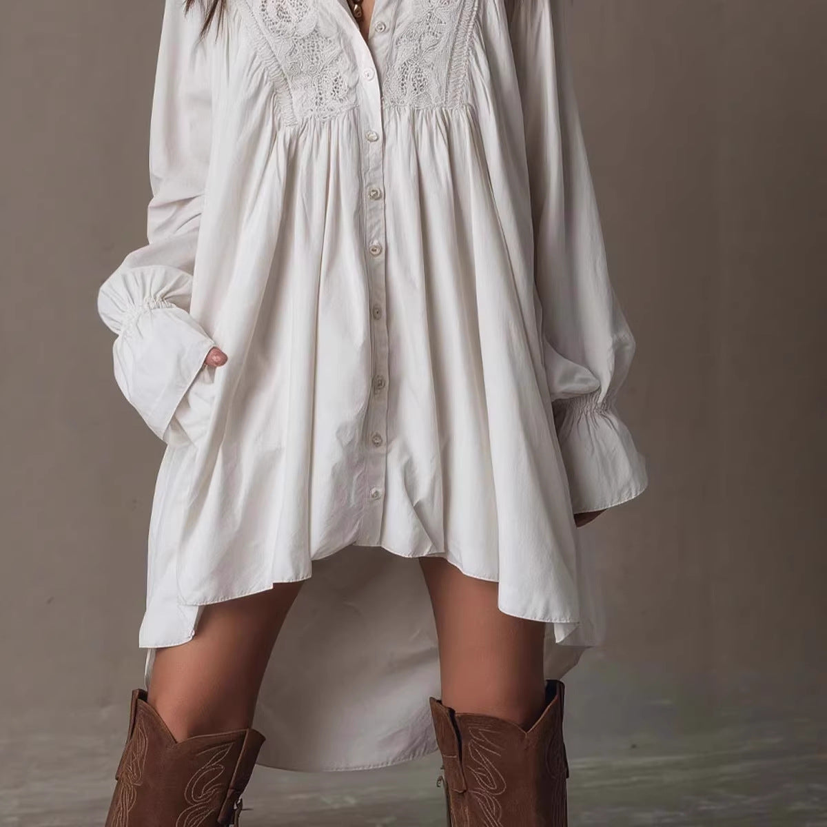 Vesta Damen Hemdblusenkleid mit Knopfleiste