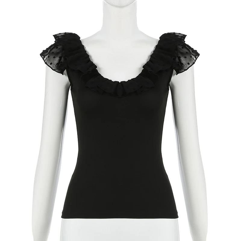 Xaviera Damen Top mit Rüschenbesatz