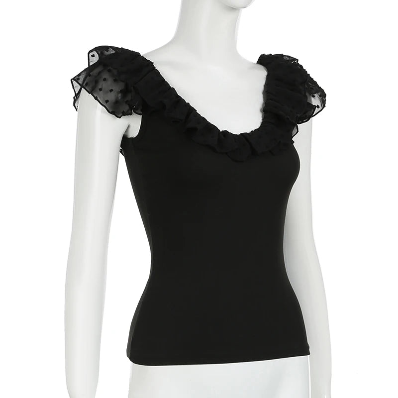 Xaviera Damen Top mit Rüschenbesatz