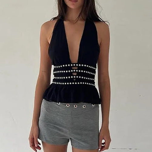 Xirella Damen Halter Top mit Nietenbesatz