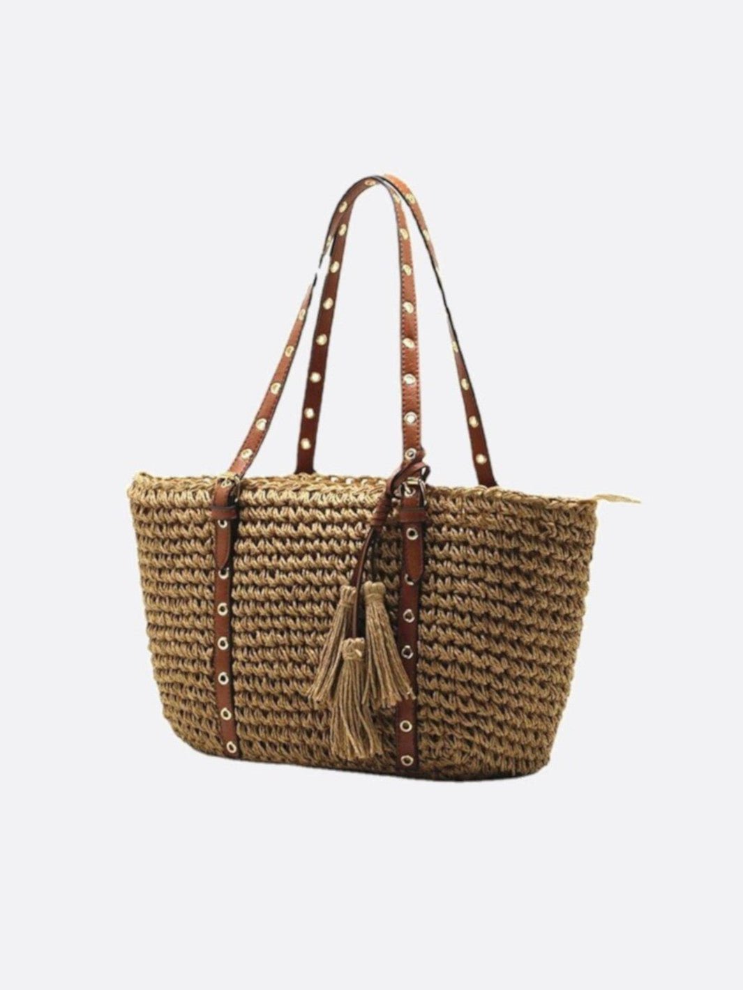 Zarelle Women's Straw Bag with Shoulder Strap and Zipper