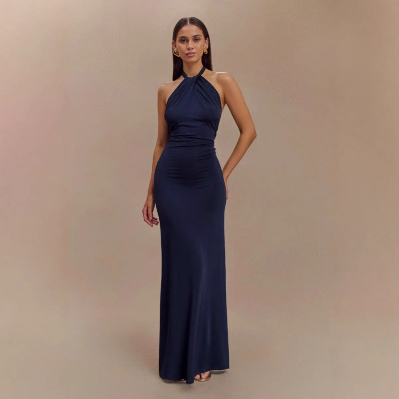 Faera | Drapiertes Langes Neckholder-Kleid