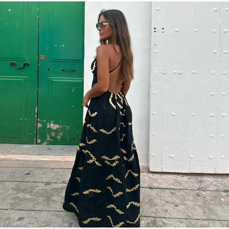 Alodia | Strapless Long Halter Dress
