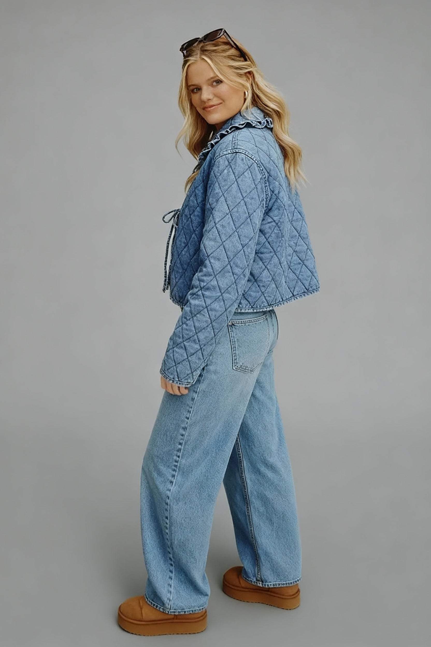 Rafaela | Kurze karierte Jeansjacke für Damen