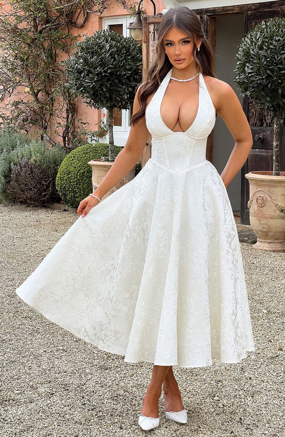 Ara | Midi Kleid mit Neckholder-Ausschnitt