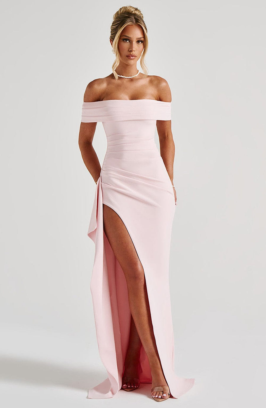 Maelys | Schulterfreies Maxikleid mit Schlitz