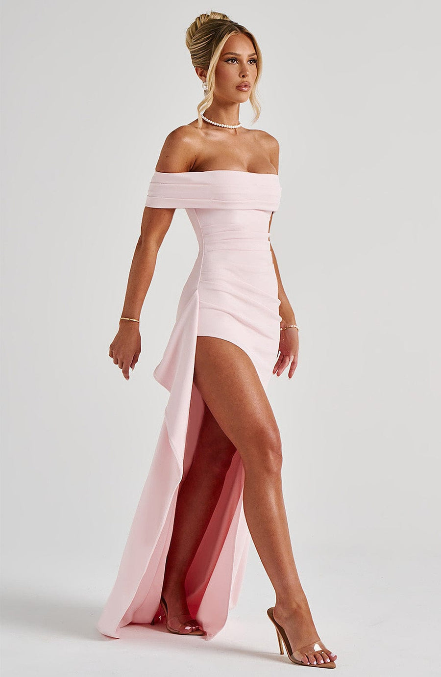 Maelys | Schulterfreies Maxikleid mit Schlitz