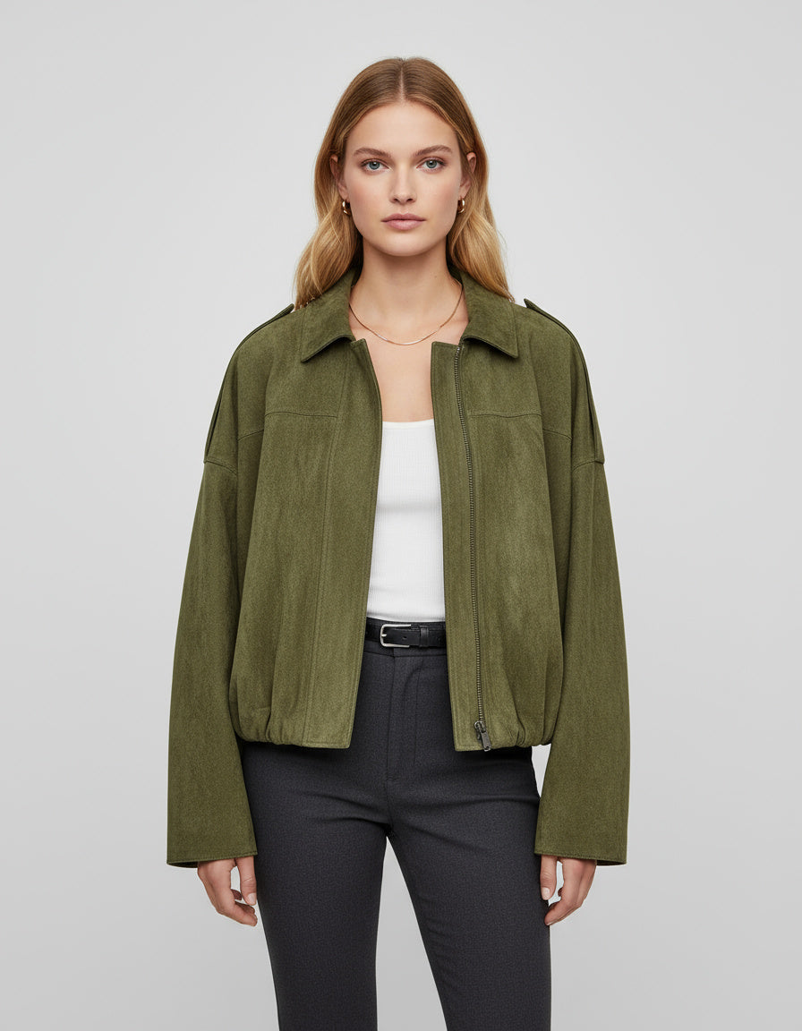 LUMIÈRE | FAUX SUÈDE BOMBERJACKE
