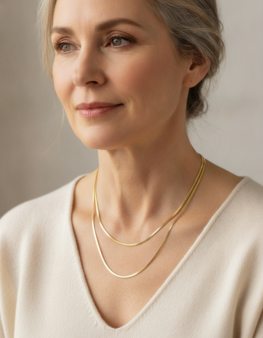 lunea sculpted double layer necklace - lifestyle