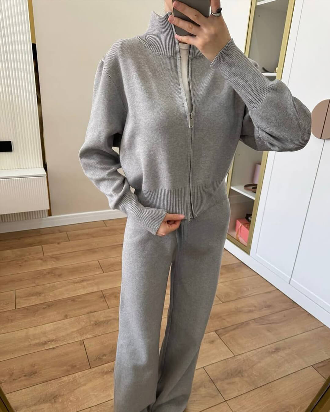 Soria | Damen Strick Set Jacke Mit Reißverschluss