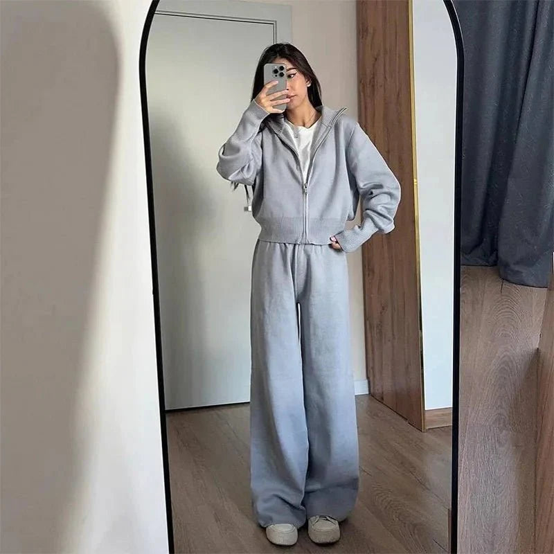 Soria | Damen Strick Set Jacke Mit Reißverschluss