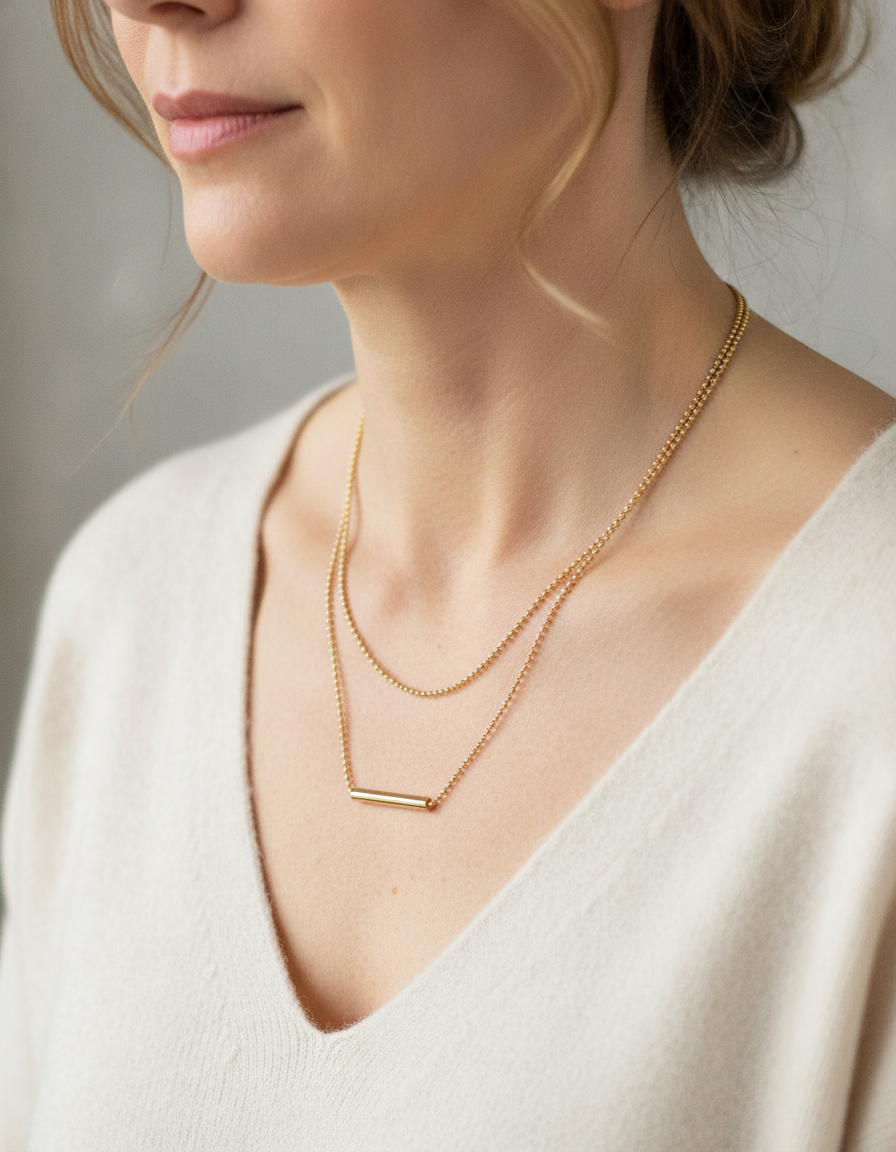veya bar pendant necklace - lifestyle